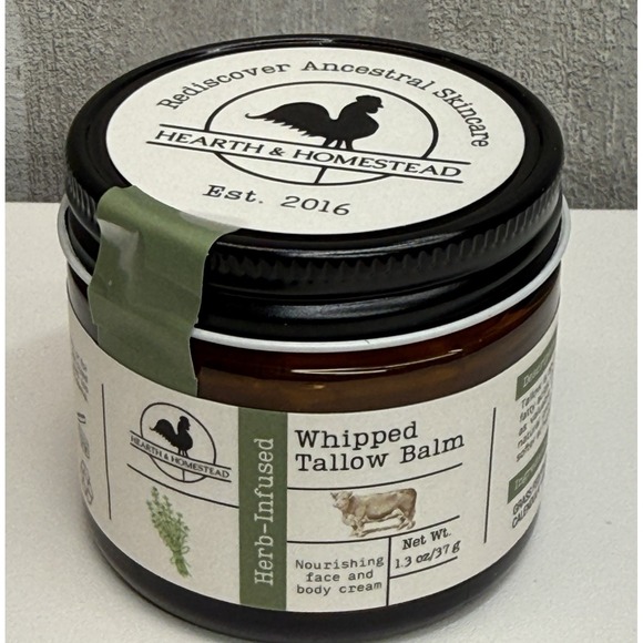 Hearth & Homestead Other - Handmade Whipped Tallow Balm, (Unscented/Herb-Infused) Organic Body Butter 1.3oz